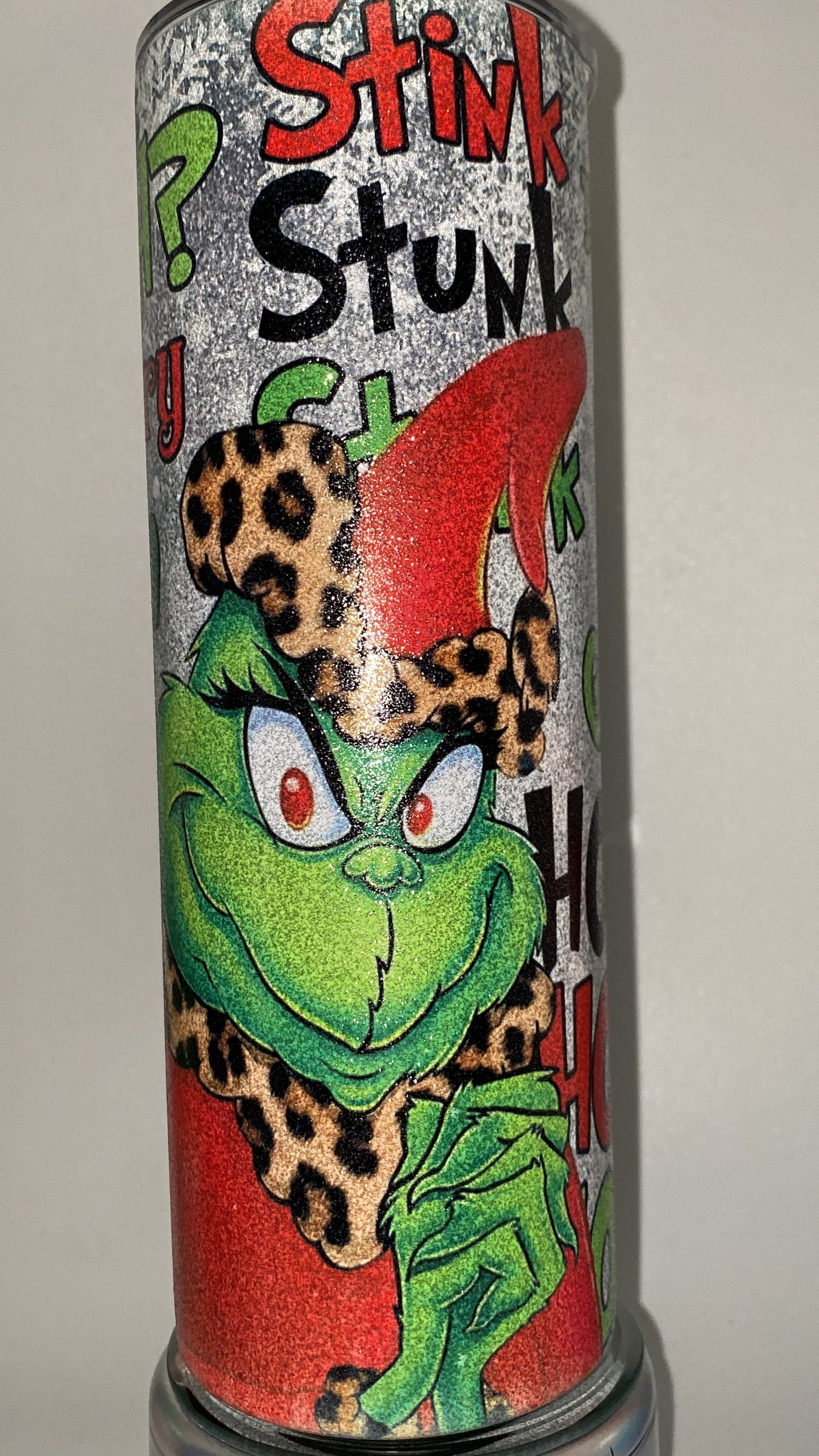 Grinch Christmas GLITTER Tumbler 20 oz Hot and Cold Drinking Cup Gift