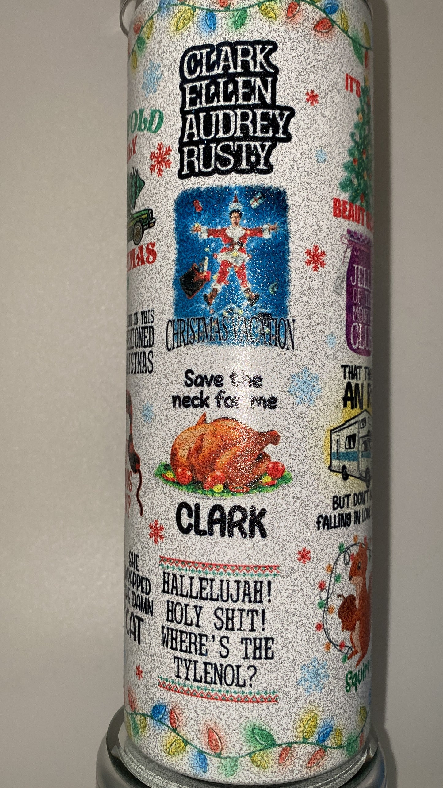 Clark Griswold Funny Glitter Christmas Vacation Tumbler Skinny Retro Cup