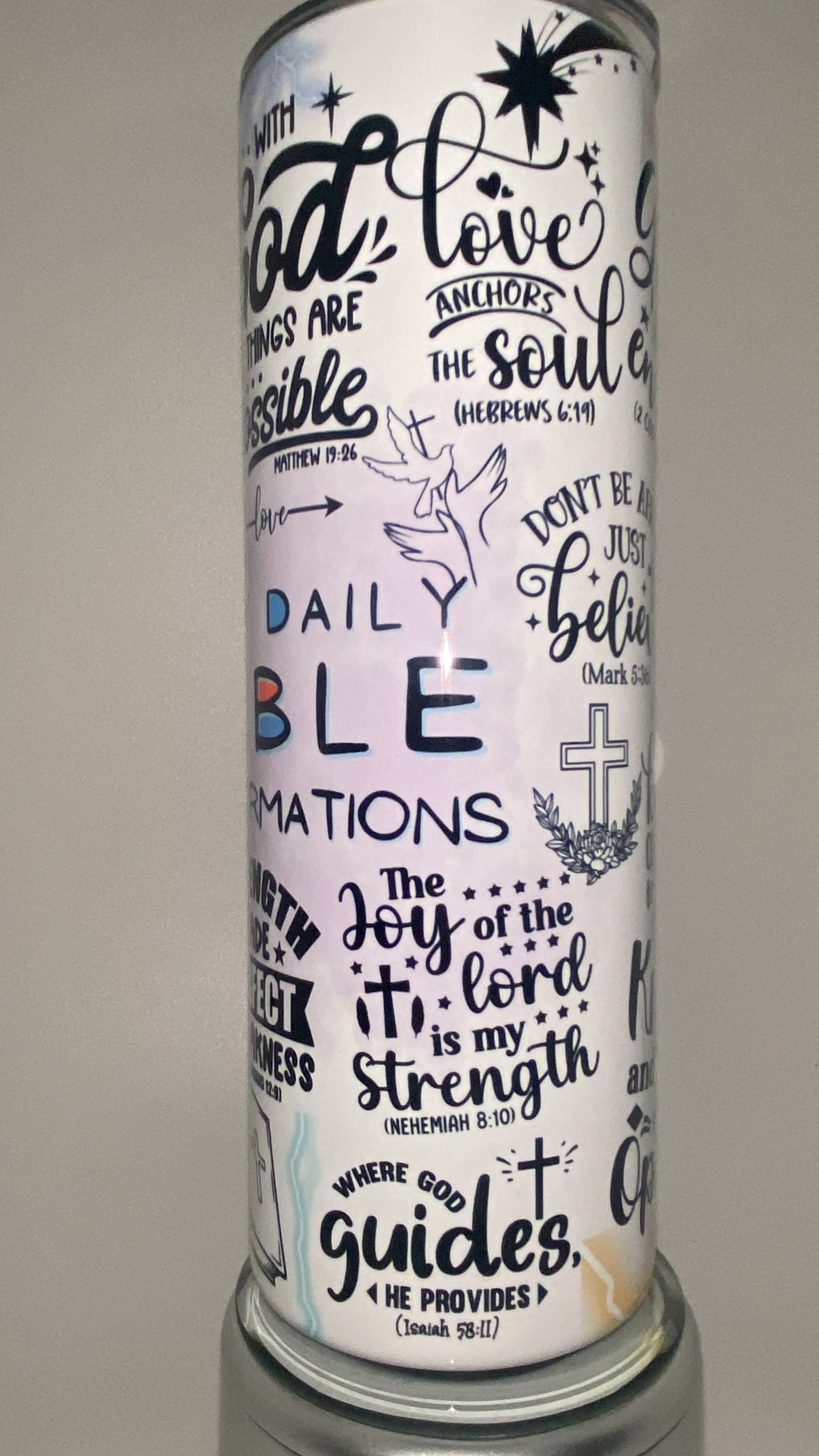 My Daily Bible Affirmation Tumbler 20 oz Hot and Cold Drinks Double Insulated