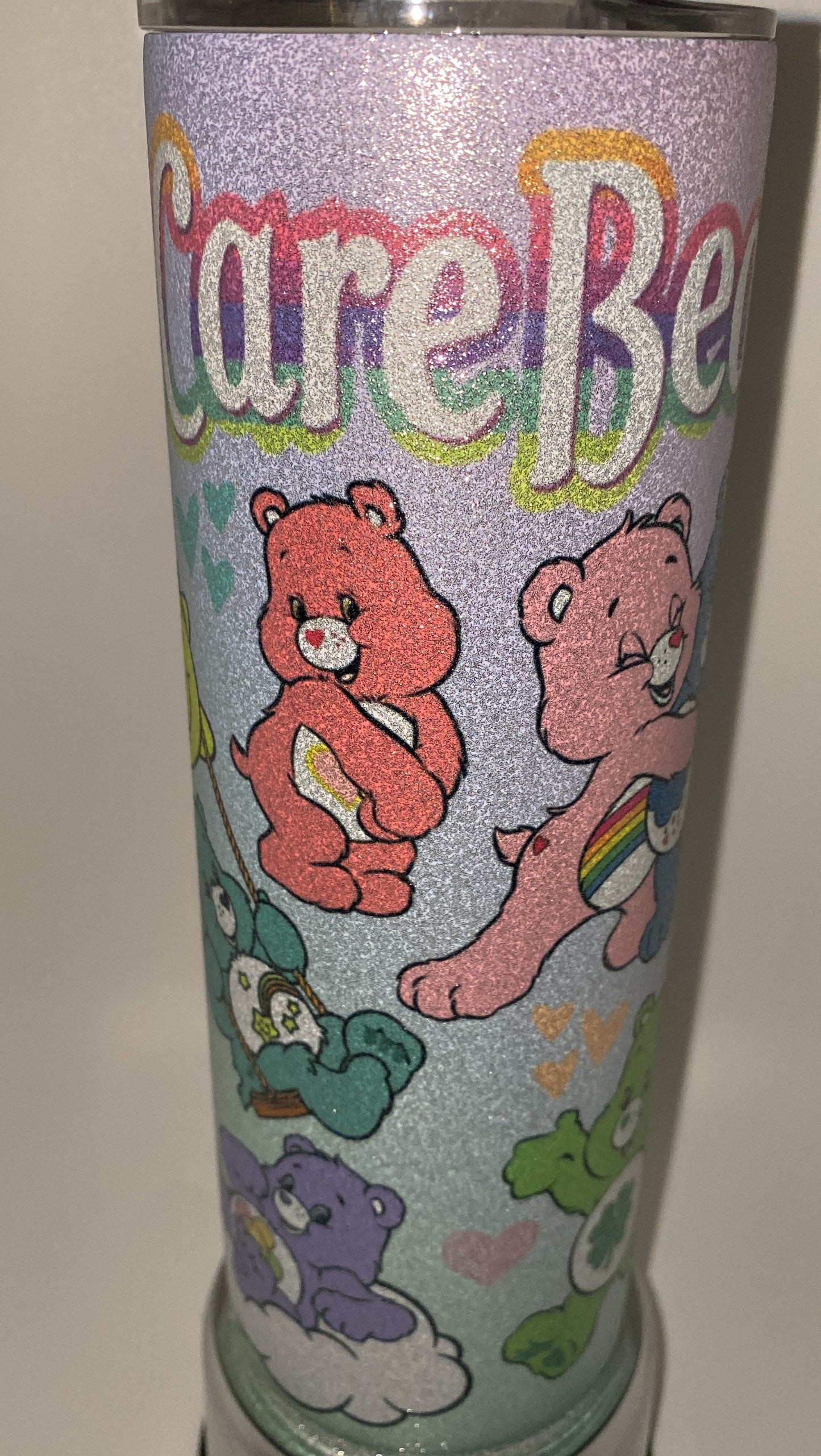 Care Bears GLITTER retro 20 oz tumbler inspired Nostalgic 80s HOT or COLD Water Bottle