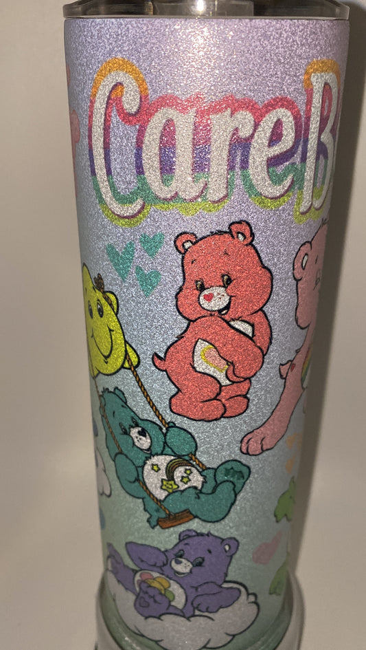 Care Bears GLITTER retro 20 oz tumbler inspired Nostalgic 80s HOT or COLD Water Bottle