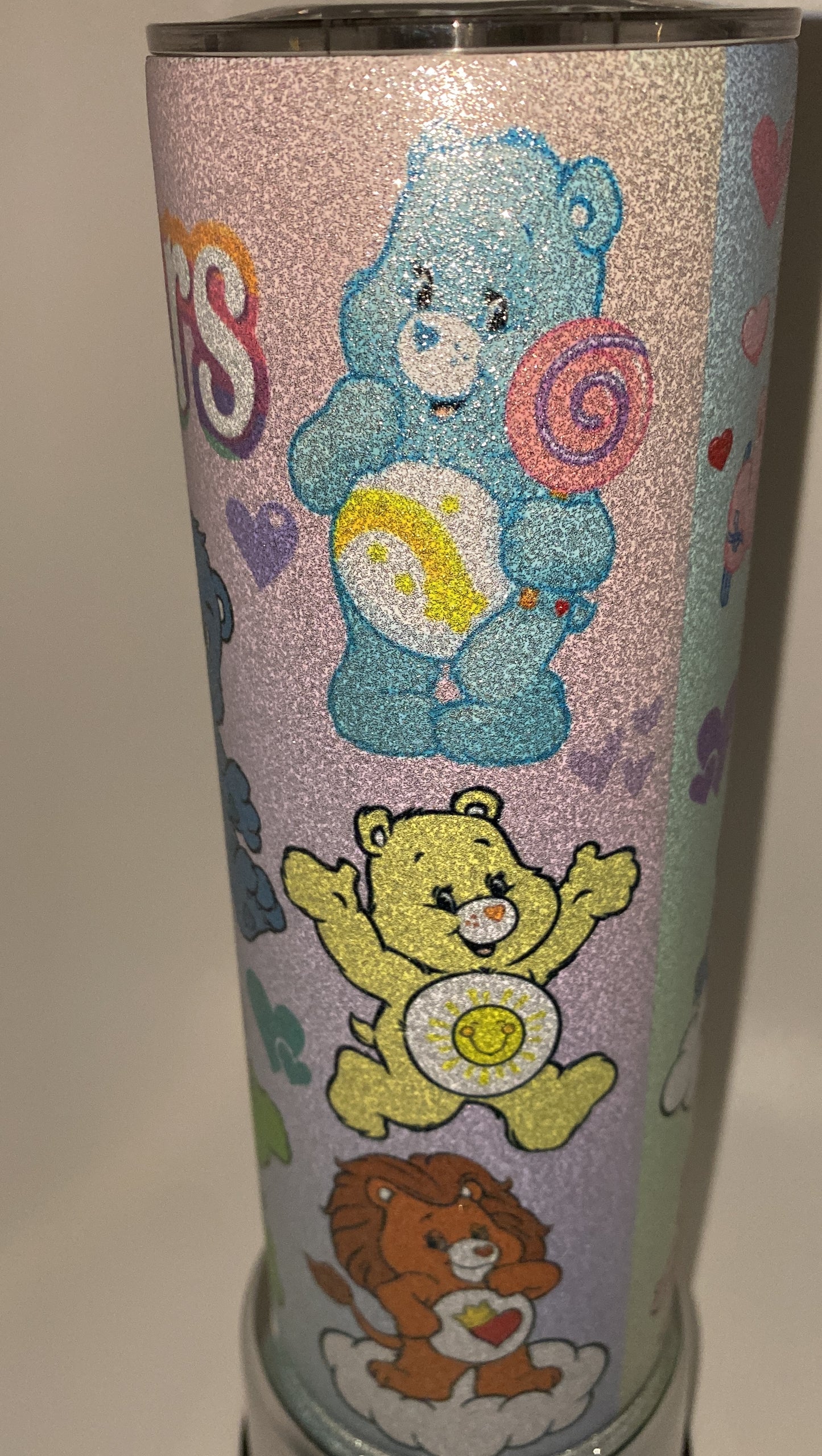 Care Bears GLITTER retro 20 oz tumbler inspired Nostalgic 80s HOT or COLD Water Bottle