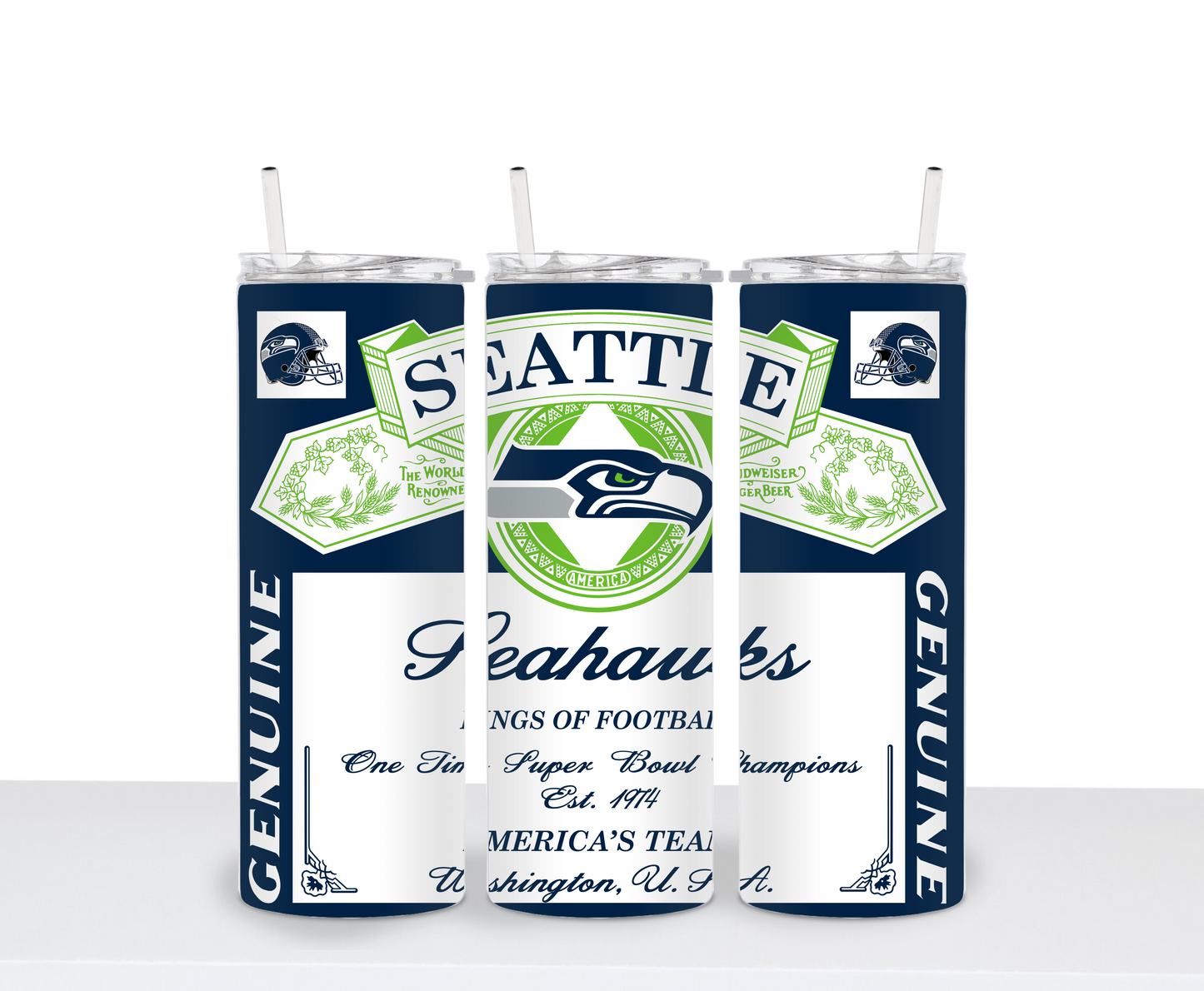 Seattle Seahawks Beer inspiredTumbler 20oz Drinking Cup
