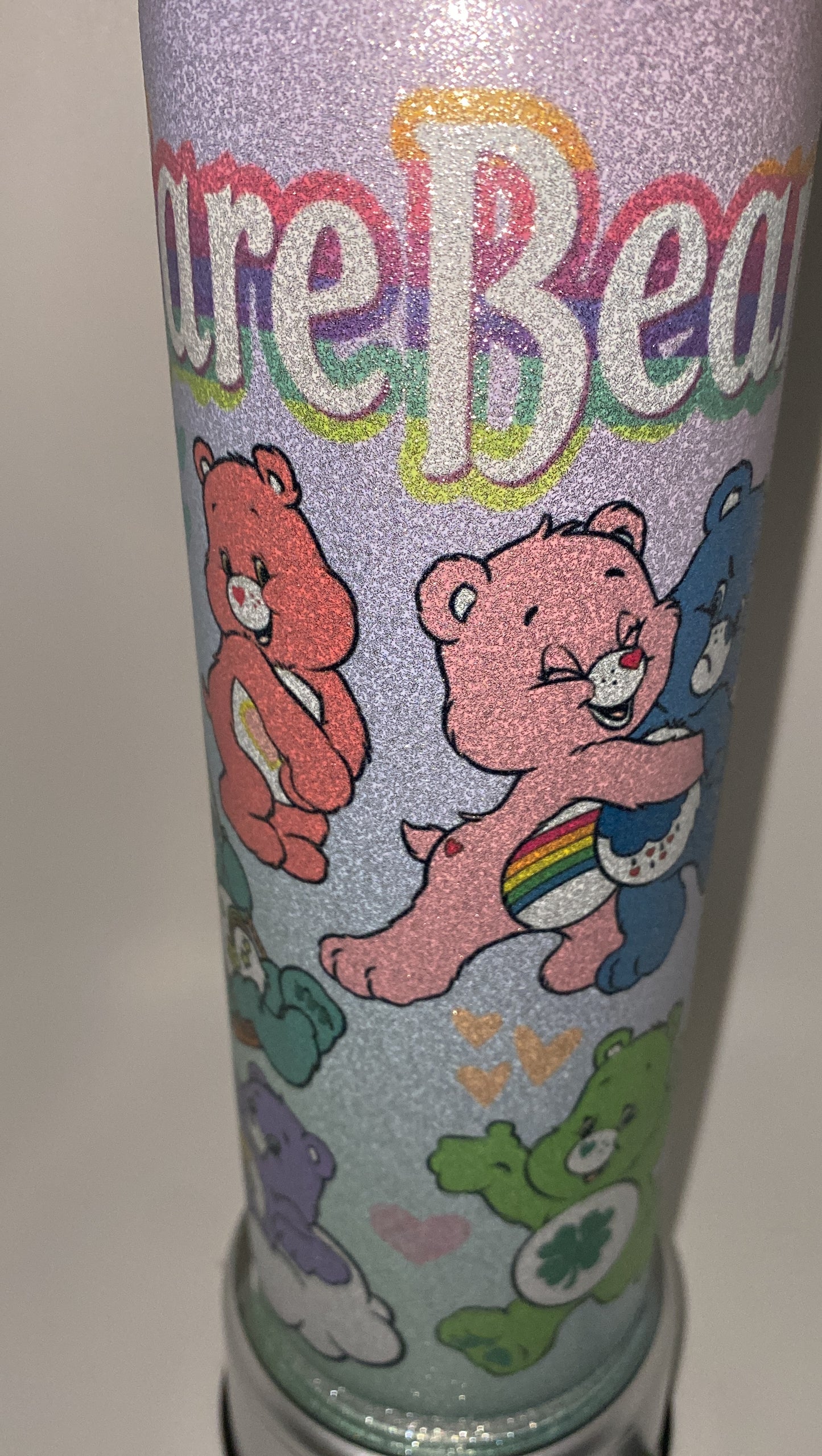 Care Bears GLITTER retro 20 oz tumbler inspired Nostalgic 80s HOT or COLD Water Bottle