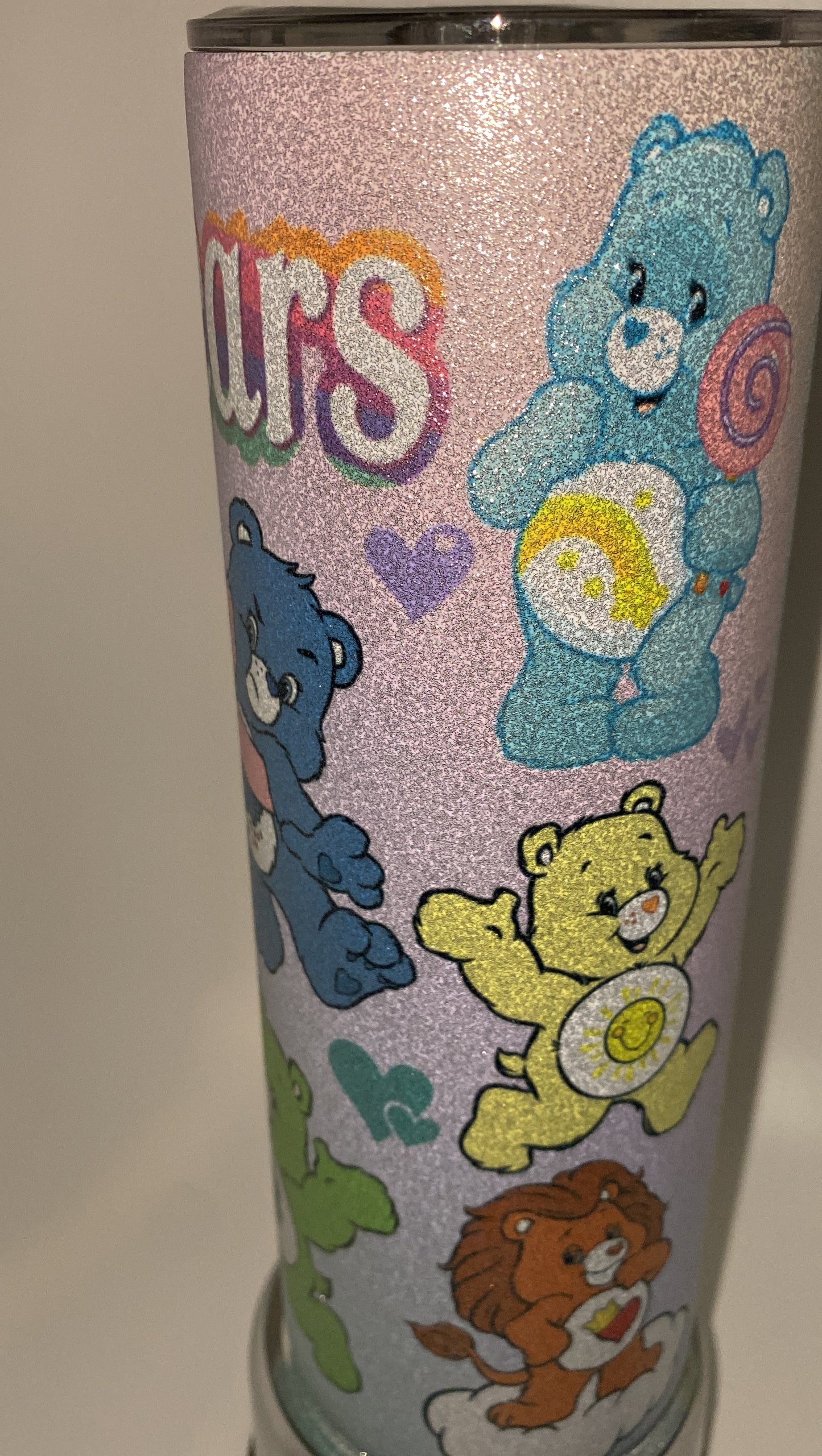 Care Bears GLITTER retro 20 oz tumbler inspired Nostalgic 80s HOT or COLD Water Bottle