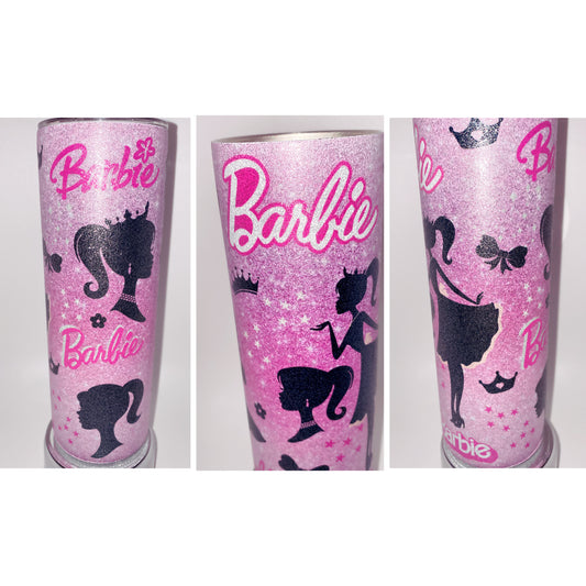 Barbie Girl SHIMMER Retro Inspired Tumbler Glitter Hot and Cold Drink Cup