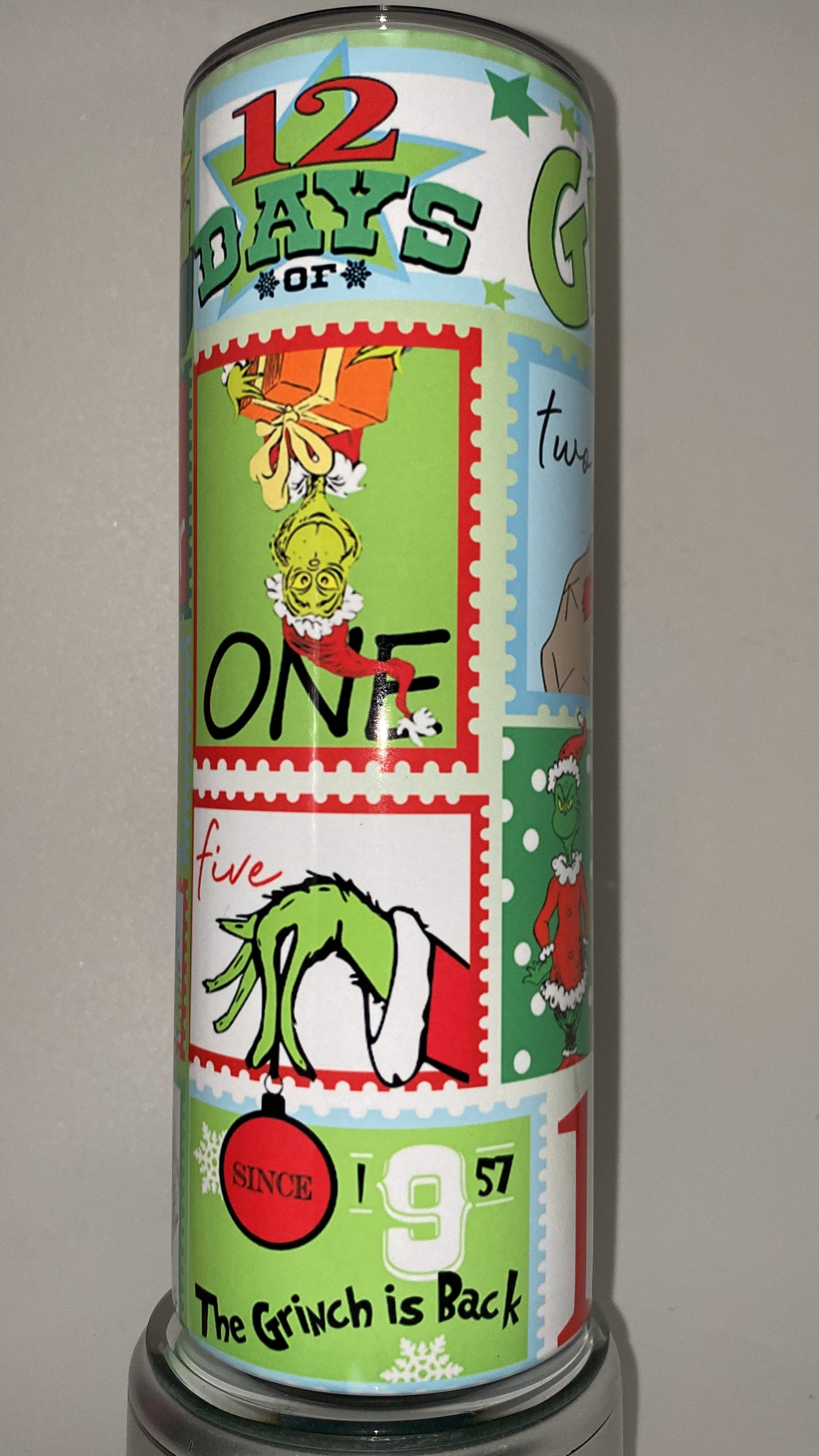 Retro Grinchy Seuss Tumbler 20 oz Hot and Cold Double Insulated Drinking Cup