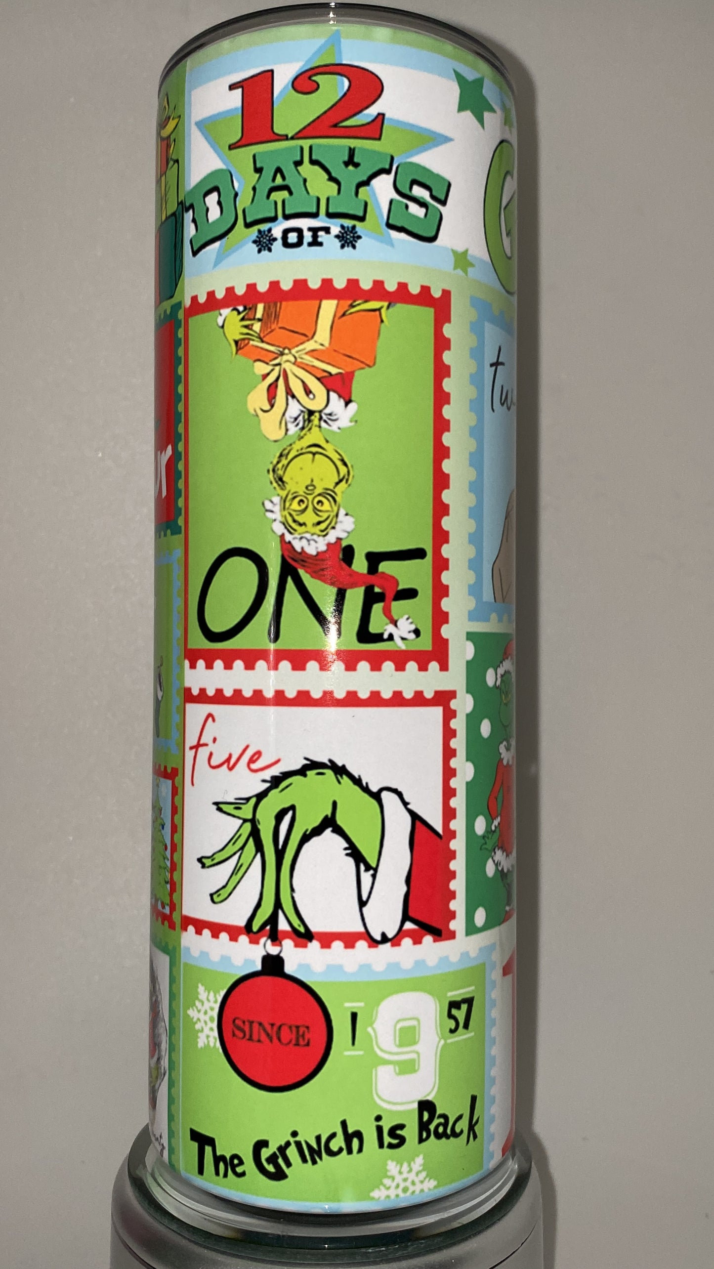 Retro Grinchy Seuss Tumbler 20 oz Hot and Cold Double Insulated Drinking Cup