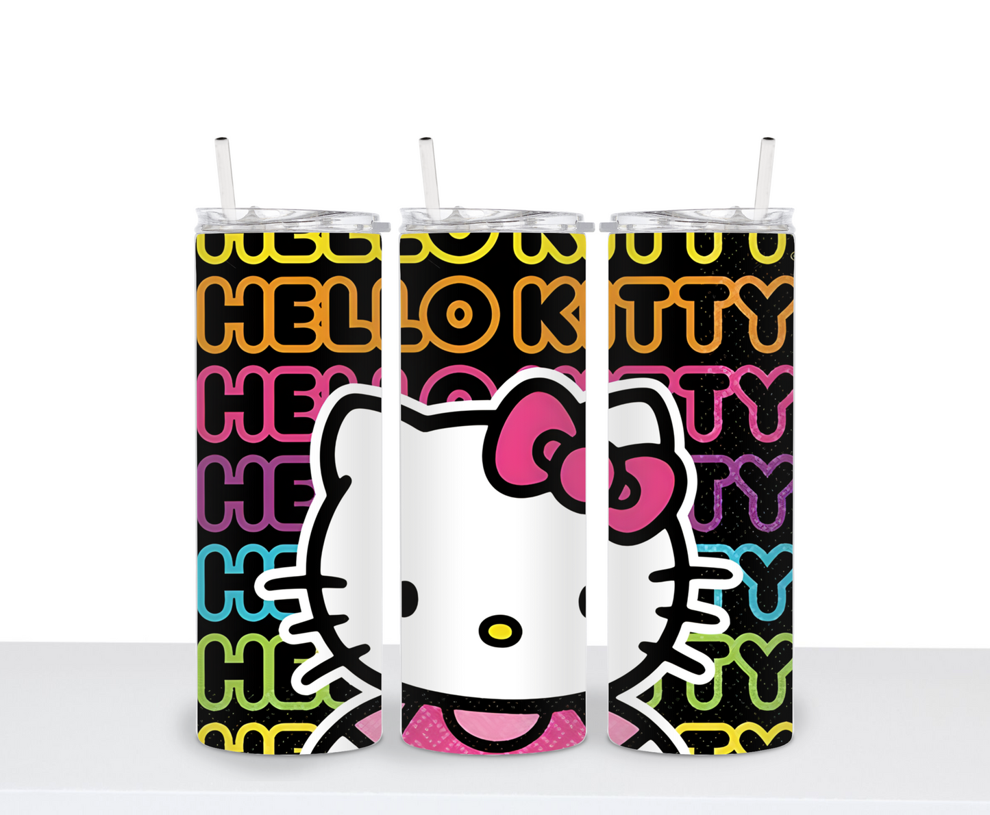 Adorable Cute kitty hello cat inspired drinking tumbler 20 oz water bottle