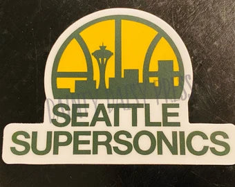 Seattle Super Sonics LARGE Bumper Sticker Vintage Retro Inspired SuperSonics Permanent Decal