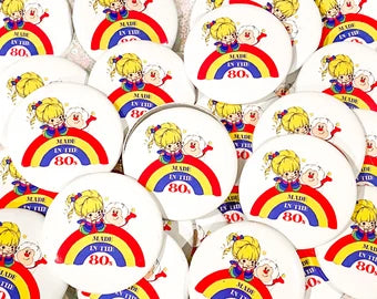 Rainbow Brite Button Pin Back Retro Inspired Pins Made in the 80s Vintage