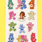 Care Bear friends mini stickers set of 12 retro 80s decals