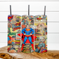 Super Hero Man Retro Comic Tumbler 20 oz Hot and Cold Drinks Double Insulated