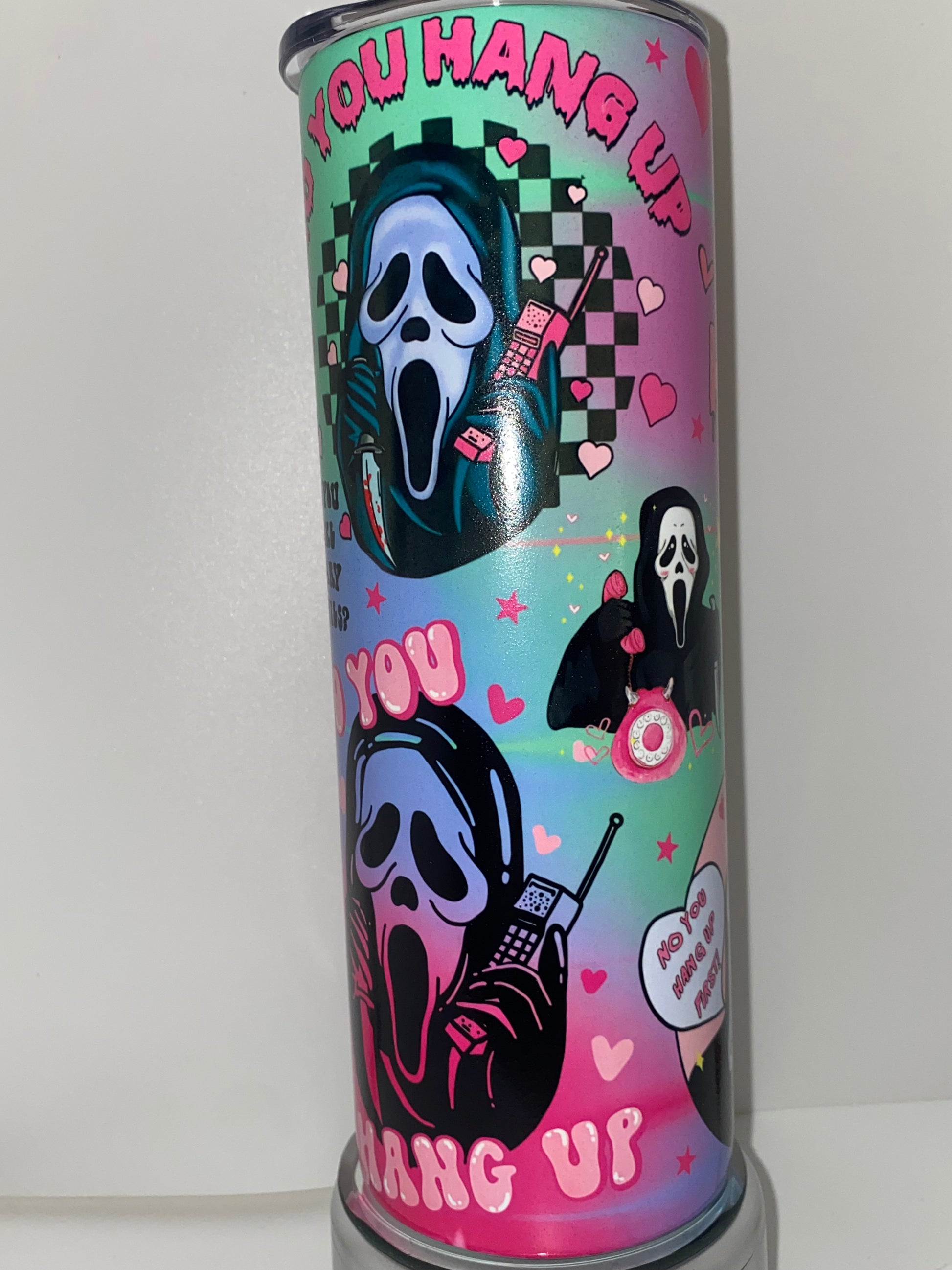 Holographic Ghostface Glass Tumbler Cup