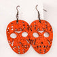 JASON MASK Halloween earrings RED resin glitter Voorhees Friday the 13th horror movie can personalize glitter color