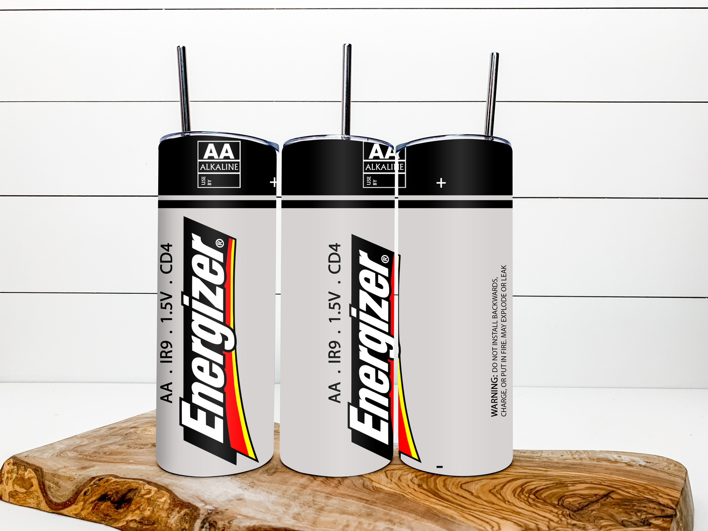 Energizer Battery Inspired Tumbler 20 oz Hot and Cold Drinks Double Insulated