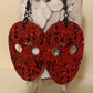 JASON MASK Halloween earrings RED resin glitter Voorhees Friday the 13th horror movie can personalize glitter color