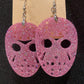 JASON MASK Halloween earrings RED resin glitter Voorhees Friday the 13th horror movie can personalize glitter color